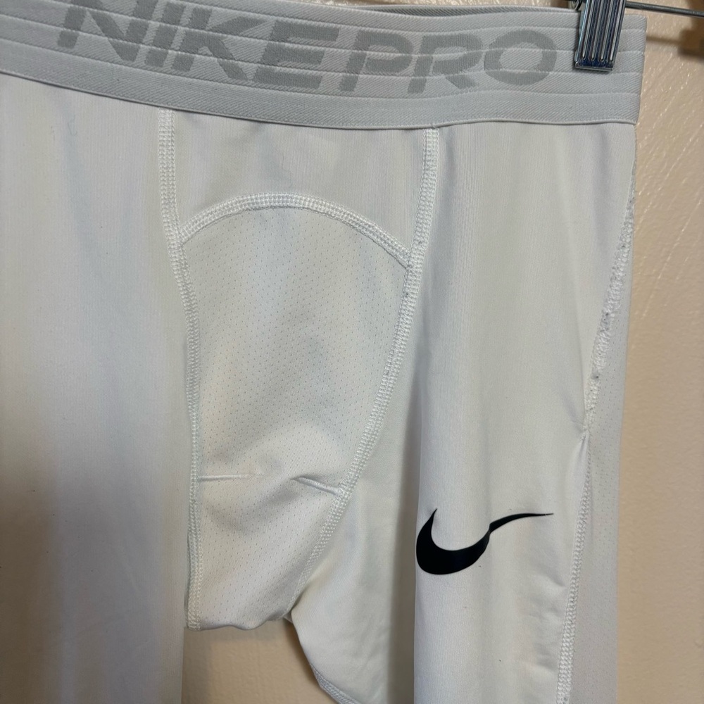 Nike Pro Mens Leggings Dri Fit Tight Fit Athletic Layer White Size Small - Picture 2 of 6